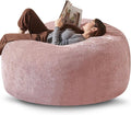 Bean Bag Chair 5Ft, Memory Foam Filled, Large Beanbag Chairs for Adults and Teens, Soft Sofa with Removable Flannel Cover, Round Couch for Living Room Bedroom College Dorm (Pink, 5FT-60×60"×24")-Ruum Studio Home