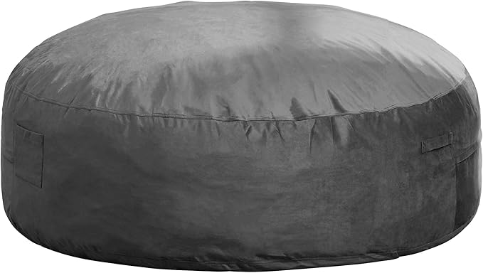 Hobestluk 6FT Bean Bag Chair Bean Bag Chairs for Adults Giant Bean Chairs with Velvet Cover, Memory Foam BeanBag Chair Fluffy BeanBag Chairs for Living Room, Bedroom- Grey (70" x 70" x 15")-Ruum Studio Home