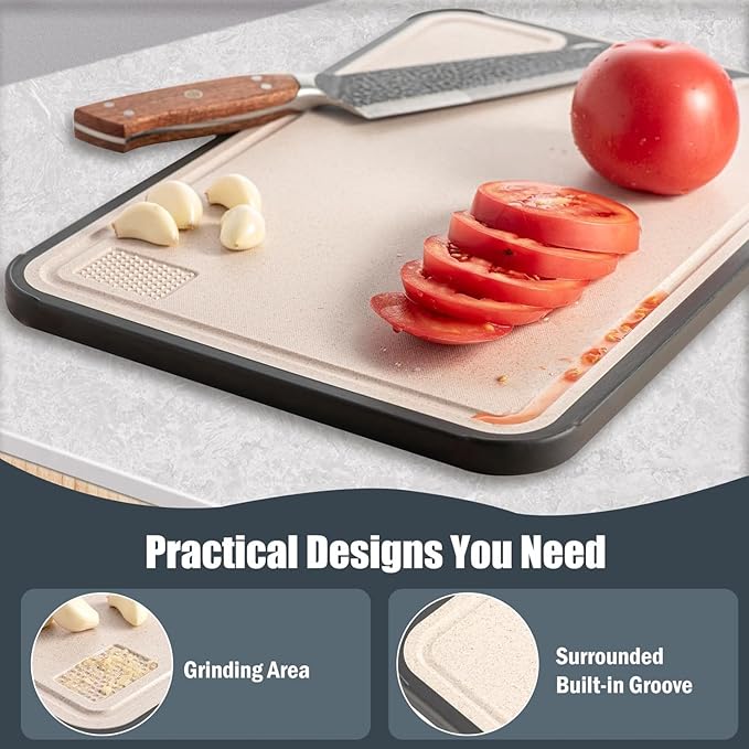 Titanium Cutting Board for Kitchen – Large Double-Sided Food Grade Boards, 16”×11” Pure Titanium & Wheat Straw, Dishwasher Safe, Easy to Clean for Meat, Vegetables & Fruits-Ruum Studio Home