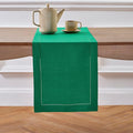Solino Home Linen Hemstitch Table Runner 108 Inches Long - 100% Pure Linen Emerald Green Table Runner 14 x 108 Inch - Classic Hemstitch-Ruum Studio Home