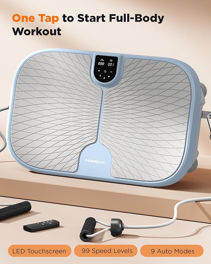 FEIERDUN Vibration Plate Exercise Machine, 400 LBS Capacity Vibration Plate for Lymphatic Drainage, Max Space for Whole-Body Workout & Relaxation at Home-Ruum Studio Home