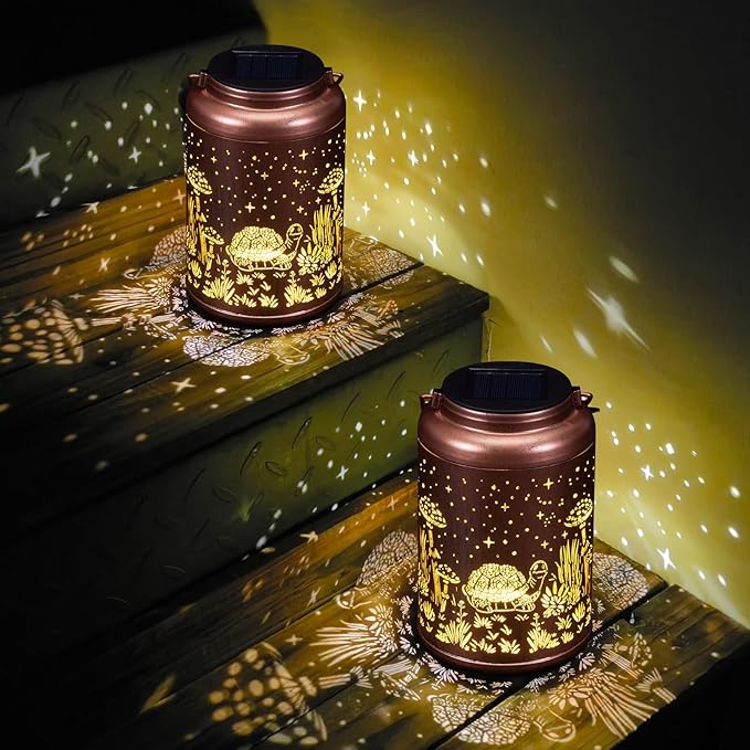 Fathers Day Gifts from Daughter 2 Pack Turtles Solar Lanterns Outdoor Waterproof - Birthday Gifts for Women Turtle Solar Lights Outdoor Garden Decor for Outside, Patio, Outdoor, Yard, Lawn, Balcony-Ruum Studio Home