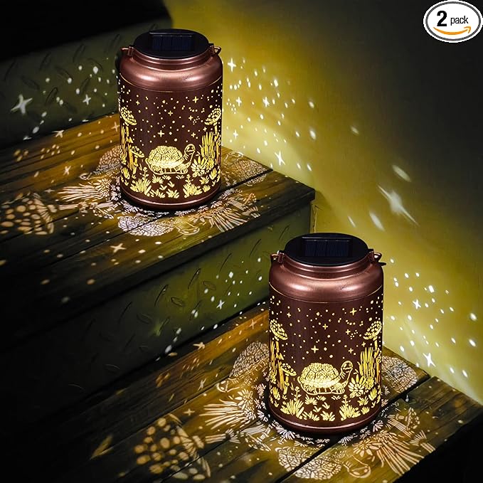 Fathers Day Gifts from Daughter 2 Pack Turtles Solar Lanterns Outdoor Waterproof - Birthday Gifts for Women Turtle Solar Lights Outdoor Garden Decor for Outside, Patio, Outdoor, Yard, Lawn, Balcony-Ruum Studio Home