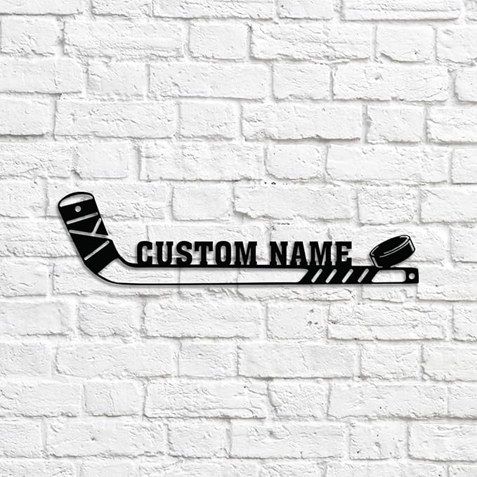 Custom Hockey Stick LED Sign – Personalized Name Light Up Hockey Sign, Neon Wall Light with Puck, Hockey Wall Decor for Boys Room, Man Cave, Players-Ruum Studio Home