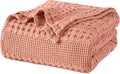 PHF 100% Cotton Waffle Weave Blanket Twin Size, Soft Lightweight Breathable Cozy Summer Blankets for Bed, Luxury Aesthetic Woven Bedding for Home Decor, 66"x90", Canyon Clay-Ruum Studio Home