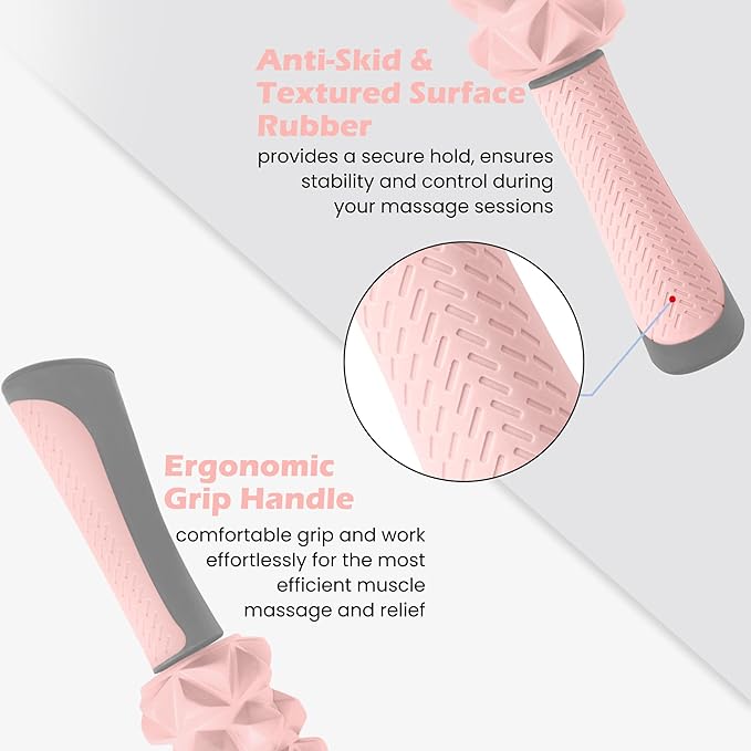 KITWILD Muscle Roller Stick, Massage Roller Stick for Athletes, Body Massage Stick for Muscles Deep Tissue, Muscle Relaxation Roller for Physical Therapy, Myofascial Release, and Yoga Therapy, Pink-Ruum Studio Home