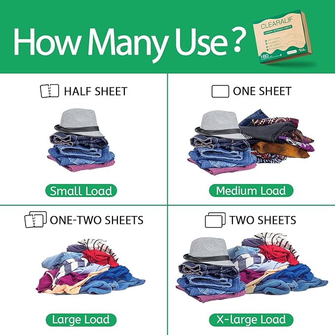 CLEARALIF Laundry Detergent Sheets up to 160 Loads (80sheets), Unscented, Laundry Detergent Strips Eco Friendly & Hypoallergenic-Ruum Studio Home