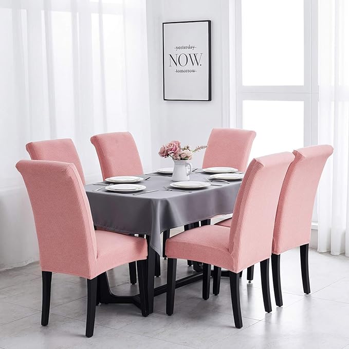 Joccun Chair Covers for Dining Room Set of 2,Dining Chair Slipcovers Stretch Dining Room Chair Covers Seat Protector,Washable Parsons Chair Cover for Home,Banquet(Dusty Pink,2 Pack)-Ruum Studio Home