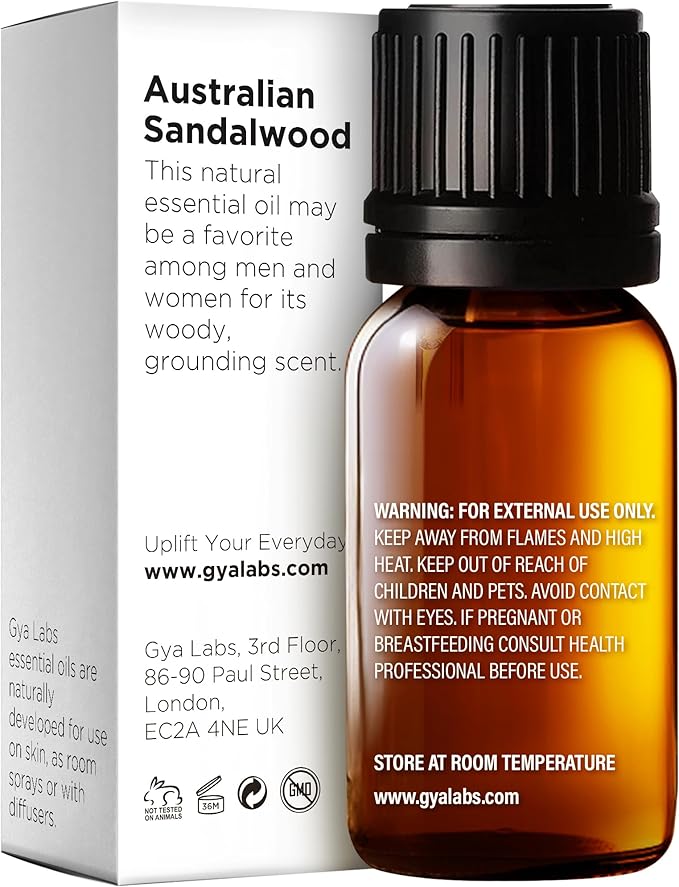 Gya Labs Australian Sandalwood Essential Oil for Skin & Hair - 0.34 Fl Oz - 100% Pure Natural Australian Sandalwood Oil for Diffuser, Aromatherapy Use & Candle Making Scent-Ruum Studio Home