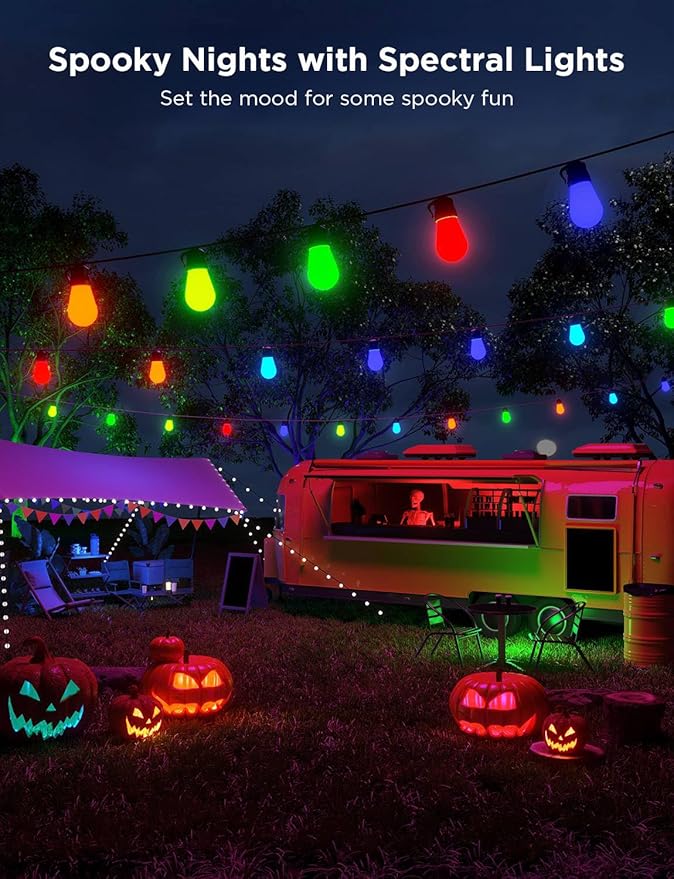 Govee Smart Outdoor String Lights H7029, 24ft RGBIC Outdoor Lights with 8 Dimmable LED Bulbs, IP65 Waterproof, Color Changing Warm White Lights with 47 Scene Modes for Patio, Backyard, App Control-Ruum Studio Home