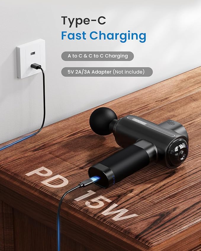 RENPHO Active Massage Gun Deep Tissue, Percussion Handheld Muscle Massager for Body Neck Pain Relief, Portable Electric Mini Back Massagers with Carry Case for Athletes Men Women-Ruum Studio Home