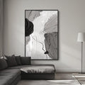 Large Framed Black and White Modern Abstract Vertical Wall Art for Living Room, Canvas Prints Paintings Artwork for Walls, Minimalist Gray Pictures for Hallway Stair Office Wall Decor 40x60 In-Ruum Studio Home