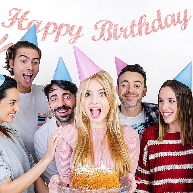 Hot Pink Birthday Party-Decorations Paper-Flowers - 14pcs Happy Banner Girl Lanterns Tissue Pom Poms,Women Streamers Garland Fans,21st 18th Princess Baby Sweet 16 Pretty Hanging Supplies Decor Hugfond-Ruum Studio Home