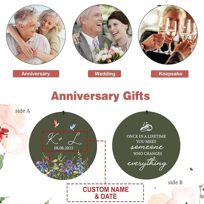 2025 Wedding Wind Chimes for Couple, Deep Tone Personalized Wind Chime, Wedding Gifts for Couples, Customized Windchime for Husband/Wife-Ruum Studio Home