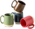 Hasense 15 Ounce Porcelain Coffee Mugs Set of 4 with Large Handle Perfect for Coffee, Tea, Milk, Chocolate and Latte, Unqiue Glaze Ceramic Coffee Cups Set for Man and Woman, Colorful-Ruum Studio Home