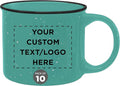 DISCOUNT PROMOS Custom Ceramic Campfire Coffee Mugs 13 oz. Set of 10, Personalized Bulk Pack - Perfect for Tea, Espresso, Cappuccino, Hot Cocoa - Mint-Ruum Studio Home