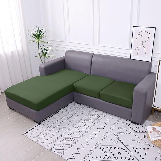 hyha Waterproof Couch Cushion Covers, Sectional Sofa Slipcovers Washable, L Shape Chaise Dog Couch Covers for Sectional Sofa, Universal Furniture Protector (1 Piece for Chaise, Bronze Green)-Ruum Studio Home