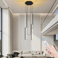 Modern Led Chandelier - Adjustable Black Lighting Fixture for High Ceiling, Suitable for Living Room, Staircase, Villa-Ruum Studio Home