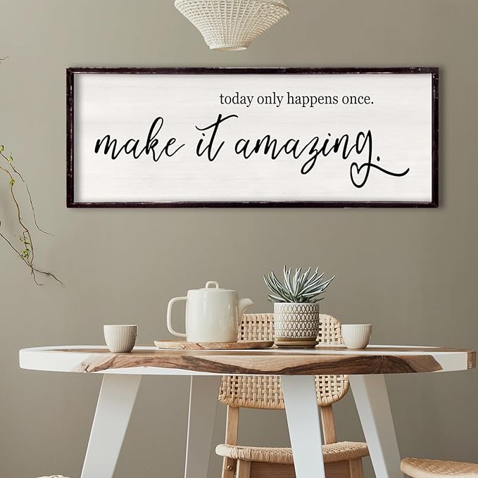 Today Only Happens Once Make It Amazing Framed Wall Art, 32''×12'' Rustic Religious Christian Lords Prayer Sign for God Jesus Christ Prayer, Horizontal Holy Inspirational Catholic Scripture Decor-Ruum Studio Home