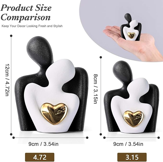 XMGZQ Mini Couple Statue Tv Stand Decor Items for Living Room Home Decor,Bedroom Decor for Couples Sculpture for Anniversary Wedding,Love Gifts for Couples 2025,Knick Knacks for Shelves-Ruum Studio Home