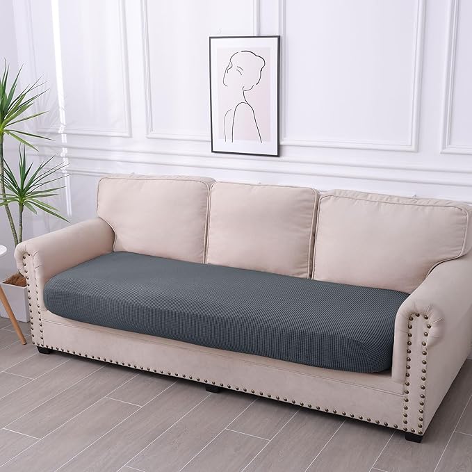 hyha Waterproof Couch Cushion Covers for Pets, Non Slip Sofa Seat Cover for Dogs Washable, Soft Thick Stretch Jacquard Fabric, Sofa Slipcovers with Elastic Bottom (1 Piece for Large, Grey)-Ruum Studio Home
