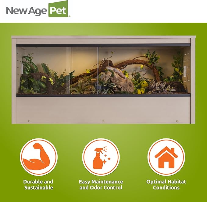 New Age Pet ECOFLEX 48" Mojave Reptile Lounge -Durable Wood Plastic Composite Habitat with Ventilation, Removable Glass Doors & Lock, Easy Assembly, for Tortoises, Snakes, Iguanas-Ruum Studio Home