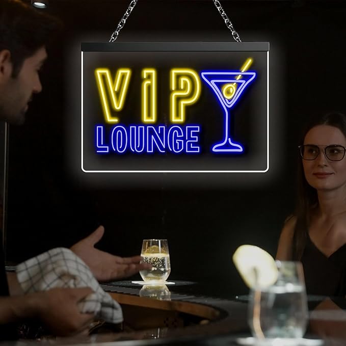 Custom Bar Neon Sign Vip Lounge Beer Home Bar Lights Decor Acrylic Table LED Personalized Lighted Signs for Men Restaurant Coffee Man Cave Workshop Garage Poker Signs Gifts-Ruum Studio Home