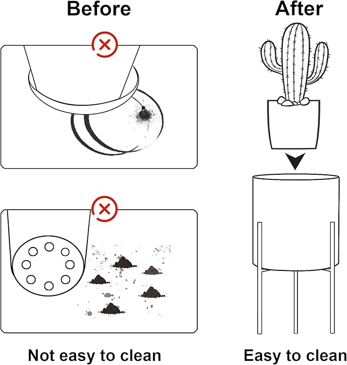 ARNIS Modern Planter Pots, Set of 2 Large Planters with Stand, Decorative Planters, Metal Pots with Drainage Holes for Living Room, Office, Garden or Balcony, 10.5 &12.25 Inch, Matte White-Ruum Studio Home
