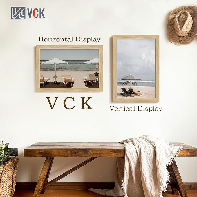 VCK 12x18 Oak Wood Frame for Poster & Picture, Natural Solid Wood Photo Frames 3 Pack, Wall Gallery Frame-Ruum Studio Home