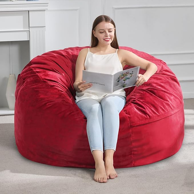 Hobestluk 4FT Bean Bag Chair Giant Bean Bag Chairs for Adults Large Bean Chairs with Removable Cover, Beanbag Chair with Filler, Adult Bean Bag Chairs for Living Room, Bedroom-Ruum Studio Home