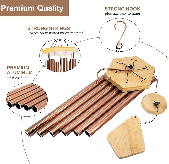 Wind Chimes Outdoor Large Deep Tone, 36 Inches WindChimes Outdoor Memorial Wind Chime for Mom/Housewarming/Christmas, Windchime for Outside Garden, Patio, Home Decor-Ruum Studio Home