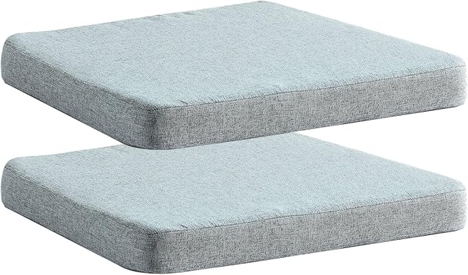 Chair Cushion for Dining Chairs with Ties Non Slip Memory Foam Kitchen Room Chair Pads 2 Pack 17x16 Inch, Light Gray-Ruum Studio Home