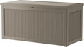 320 Gallon Outdoor Storage Box Patio Deck Box Waterproof, Resin Lockable Outside Large Storage Bin for Pool Cushion Furniture, Garden Tools UV-Resistant, Grey-Ruum Studio Home