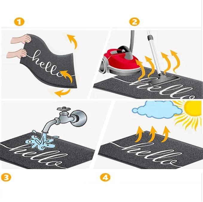 Door Mat, Durable Welcome Mat Low Profile Floor Mat Front Doormat Non Slip Mats Entrance Rectangular Doormat, for Entryway, Patio, High Traffic Areas (30"x17.5",Black)-Ruum Studio Home