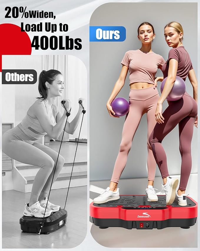 Vibration Plate Exercise Machine, 8000 Vibrations/min Adjustable Fitness Platform, 400 Lbs Capacity Whole Body Workout Extra Large Size Platform with Bluetooth for Weight Loss, Women & Men-Ruum Studio Home