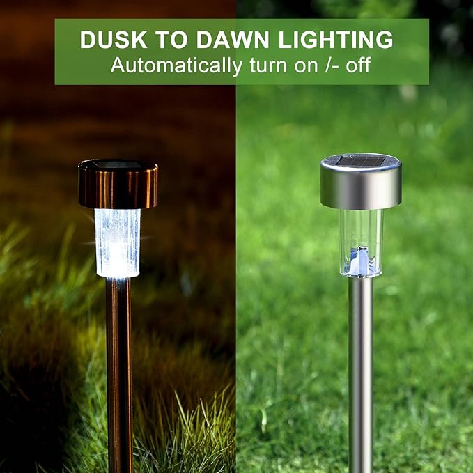 Solar Lights Outdoor Waterproof, Stainless Steel LED Landscape Lighting, Solar Garden Lights Solar Powered, Outdoor Solar Lights for Yard, Pathway, Walkway, Patio , Lawn - 16 Pack ( Cold White )-Ruum Studio Home
