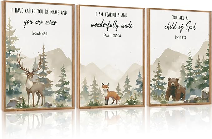 HPNIUB Bible Verses Canvas for Kids, You are A Child of God Scripture Wall Art, Jungle Animals Christian Religious Wall Decor, Ready to Hang for Nursery, Classroom, Bedroom, Playroom- 16"x24"x3-Ruum Studio Home
