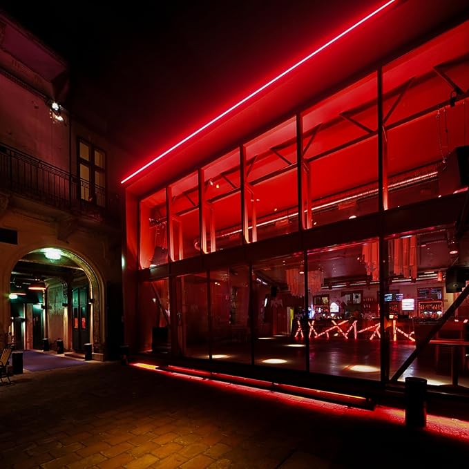 GZBtech Flexible LED Neon Rope Lights 33FT,AC 110-120V Waterproof Strip Light, 120 LEDs/M Cuttable Connectable Neon Lighting for Indoor Outdoor Home Decor/Commercial Building Use-Red 10M-Ruum Studio Home