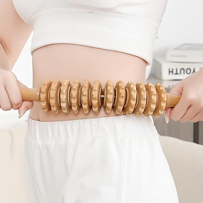 Wood Massage Roller Wood Therapy Massage Tools Body Roller Cellulite Roller Fascia Blaster Wooden Massager for Lymphatic Drainage, Maderoterapia, Pain Relief(Curved)-Ruum Studio Home
