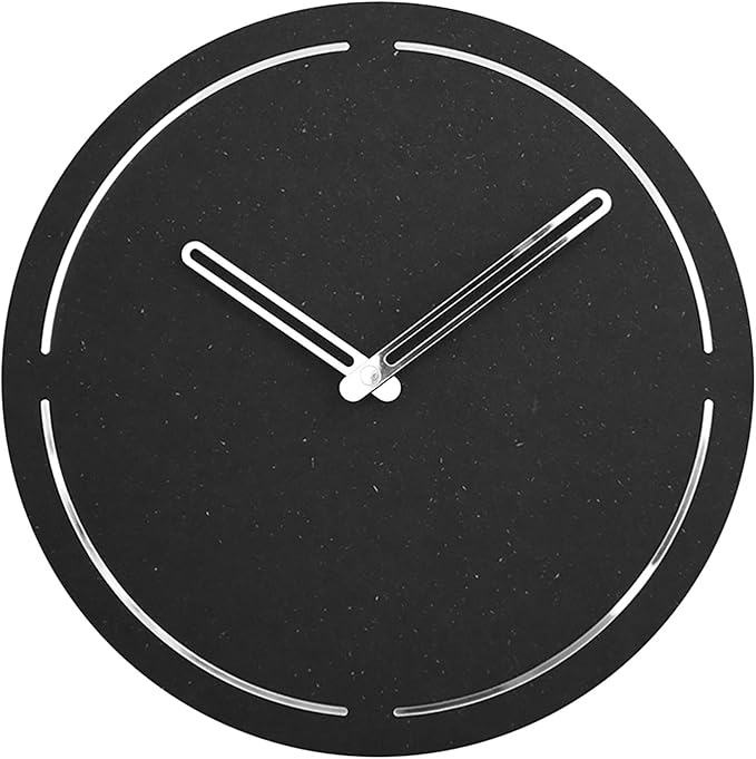 Stephanie Imports Modern Minimalist Dark Concrete Gray Silent Wall Clock (Silver)-Ruum Studio Home
