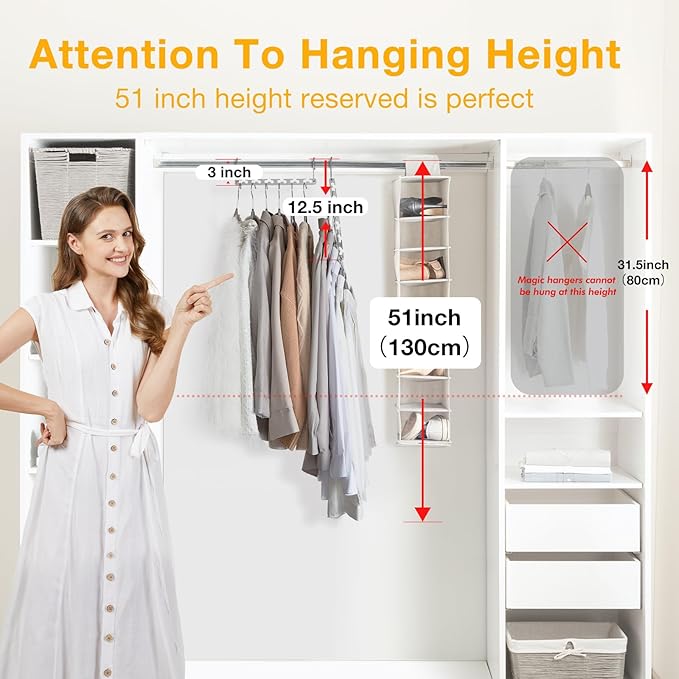 HOUSE DAY Space Saving Hangers for Clothes 4 Pack, Heavy Duty Hanger Organizer | 30 Lbs Capacity |, Metal Magic Hanger, Sturdy Multi Hangers, Closet Space Saver Closet Organizers and Storage-Ruum Studio Home