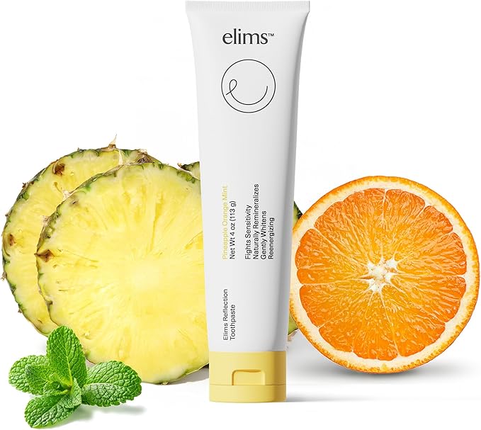 ELIMS Nano Hydroxyapatite Fluoride Free Toothpaste - Xylitol Remineralizing Toothpaste for Whitening Sensitive Teeth - SLS Free Orange Pineapple Mint Flavor for Adults & Kids 4oz-Ruum Studio Home
