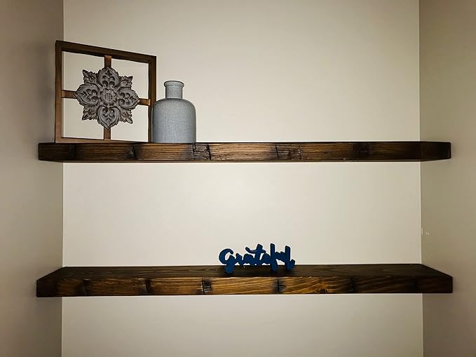 joelsantiques 48 Inch Wooden Floating Shelves for Wall - 48x9x2 in - Made of Natural Wood - Long Heavy Duty Rustic Wall Shelves for Bedroom - Perfect for Living Room, Kitchen - Medium Brown-Ruum Studio Home