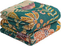 Fall Throw Blankets Reversible Luxurious Cotton Bed Throws with Vintage Bohemian Design & Yellow/Green Lightwight Floral Decor Blanket, Perfect as Bed Sofa Quilt 90" x 98"-Ruum Studio Home