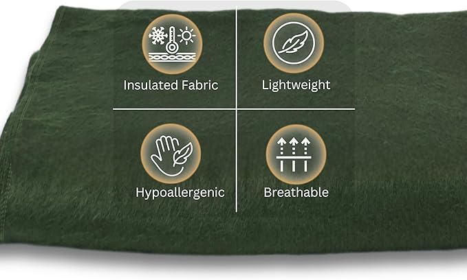 LATITUDE ZERO; Camping Alpaca Wool Throw Blanket | Warm, Ultra-Soft, Breathable, Non-Itchy Outdoor Blanket-Throw | Hypoallergenic and Beautiful Fabric (Army Green)-Ruum Studio Home