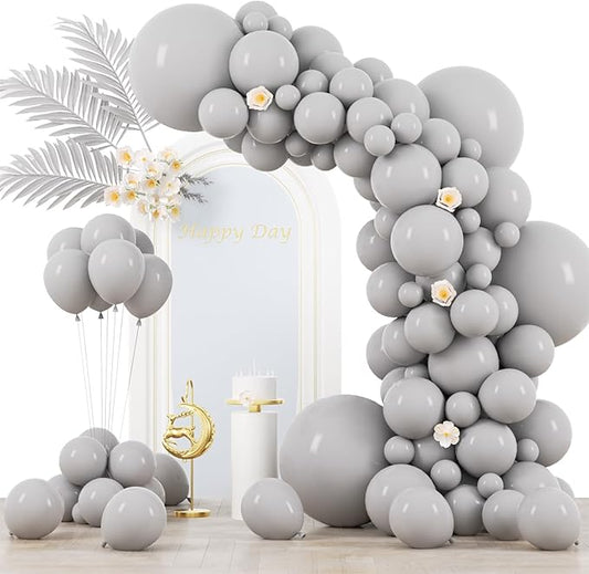130pcs Gray Balloons Different Sizes 18" 12" 10" 5" Pastel Gray Balloons for Boys Girls Birthday Baby Shower Gender Reveal Wedding Decorations-Ruum Studio Home