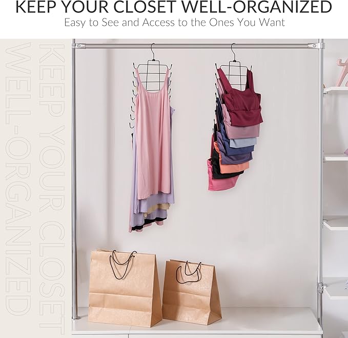 ZEDODIER Tank Top Hanger, Space Saving Bra Hangers, Non-Slip Hanging Sport Bras Holder, Closet Organizers and Storage for Camisoles Tank Tops Bras Ties Swimsuits Strappy Dress, Black-Ruum Studio Home