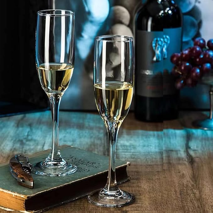 6 oz Champagne Flutes Glass, Wine Flutes Set of 12, for Champagne, Wine, High-End Banquets, Parties, Bars, Weddings, Gifts (12pcs)-Ruum Studio Home