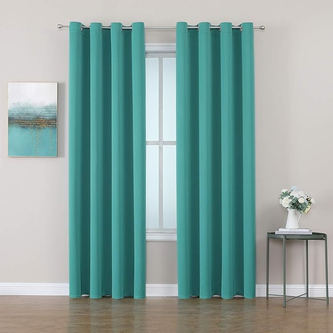 ChrisDowa Grommet Room Darkening Curtains for Bedroom and Living Room - 2 Panels Set Thermal Insulated Blackout Curtains (Teal, 52W x 72L)-Ruum Studio Home