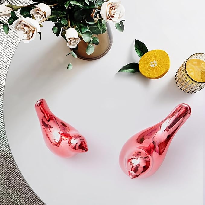 Notakia Small Birds Statues Pink Home Decor Modern Style Decorative Ornaments for Living Room, Bedroom, Office Desktop, Cabinets (2Pcs Pink Birds)-Ruum Studio Home